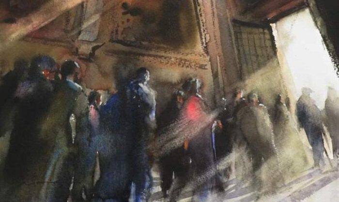 Detalle de la acuarela del pintor Manuel Mací­as.