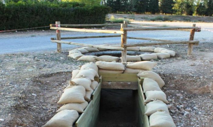 Nido de ametralladoras en el aeródromo de Sariñena.