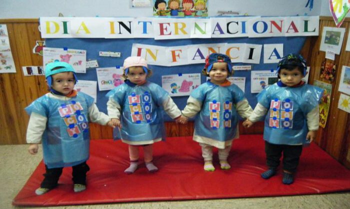 Alumnado de una de la aulas durante la actividad.