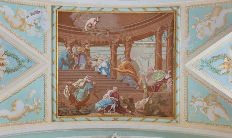 Detalle de una de las escenas pintadas en la bóveda. J.Broto Detalle de una de las escenas pintadas en la bóveda. J.Broto