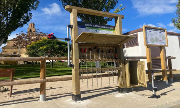 Imagen de la estación de BTT instalada en Lalueza.