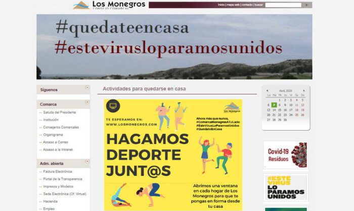 La página web incluye varios enlaces de interés.