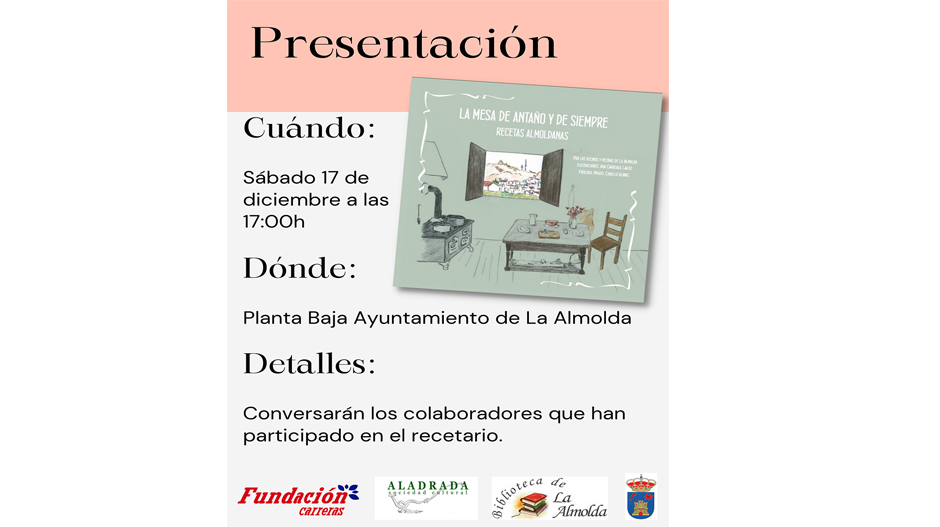Imagen del cartel anunciador del recetario de La Almolda. 