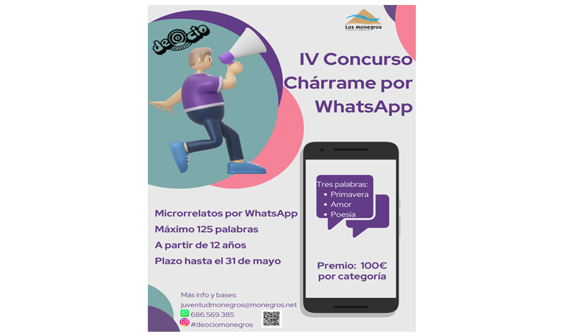 Imagen del cartel anunciador del concurso "Chárrame por Whatsapp".