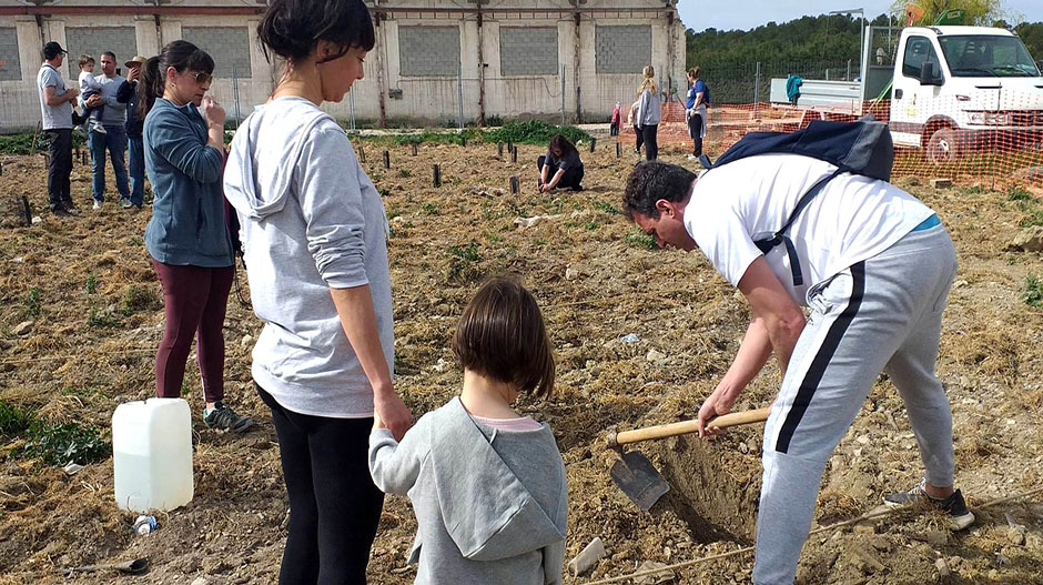 Los vecinos participaron activamente en la plantación popular organizada.