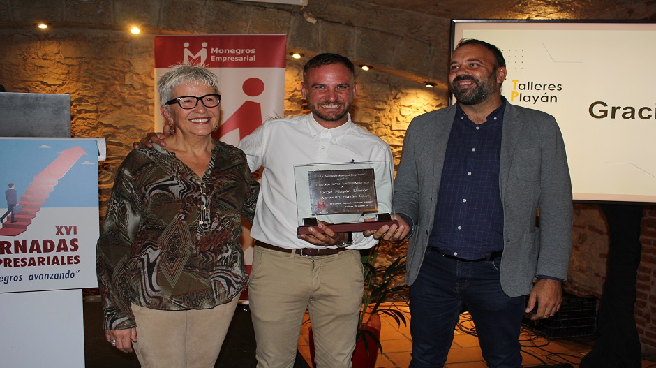 Jorge Playán, natural de Castejón de Monegros, recogió el I Premio Joven Empresario, reconocimiento a su labor y carácter emprendedor.