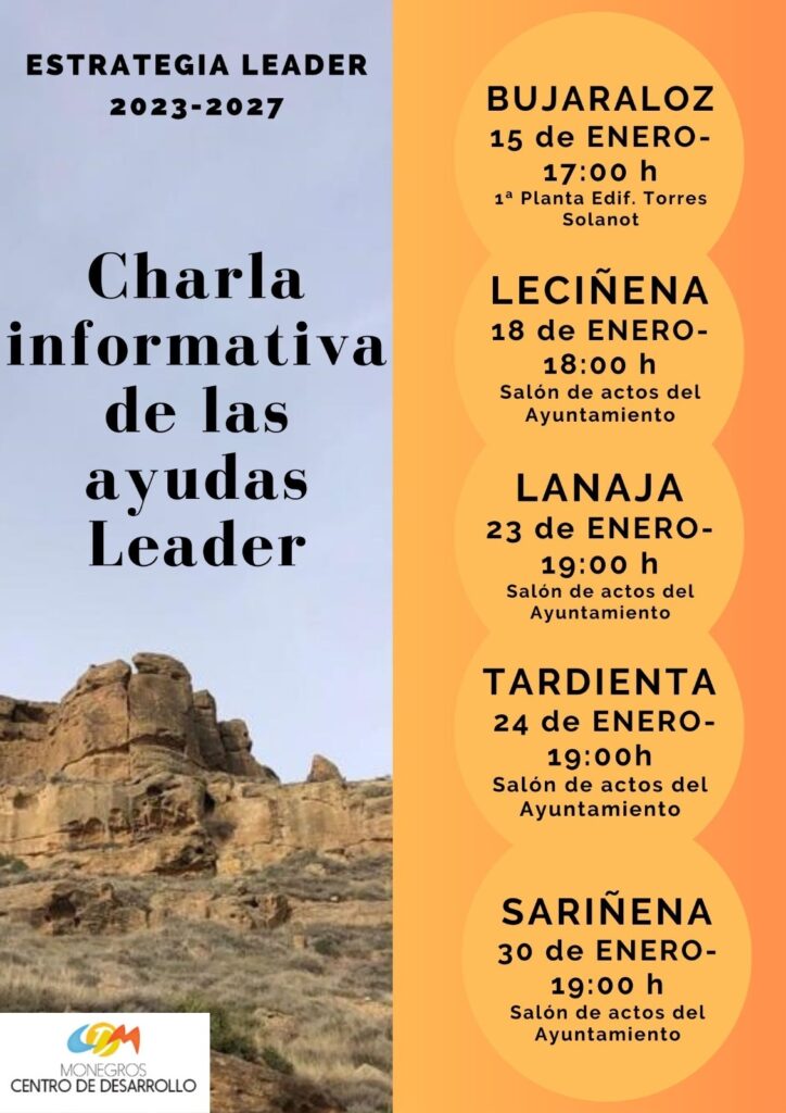 Cartel de las charlas informativas organizadas por el Ceder Monegros.