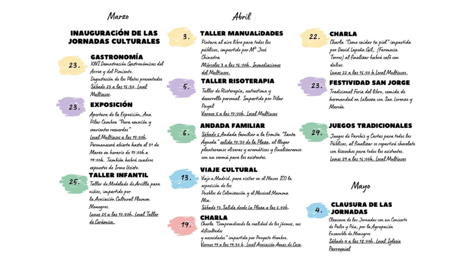 Programación de las Jornadas Culturales 2024.