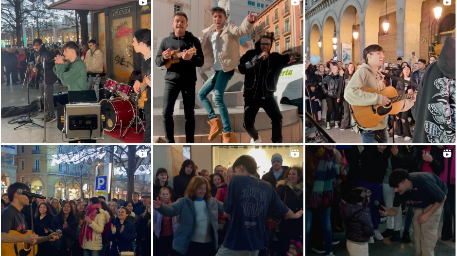 El Instagram de @jadeyoficial muestra numerosos vídeos de sus actuaciones en pleno centro de Zaragoza.
