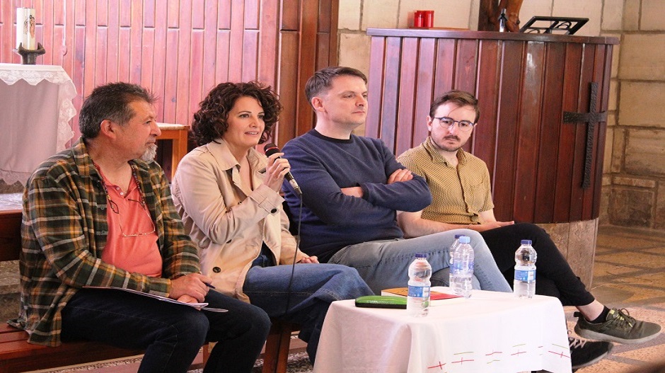 Enrique Fantova, Marta Armingol, Laureano Debat y Raúl Asencio durante la presentación del pasado sábado.